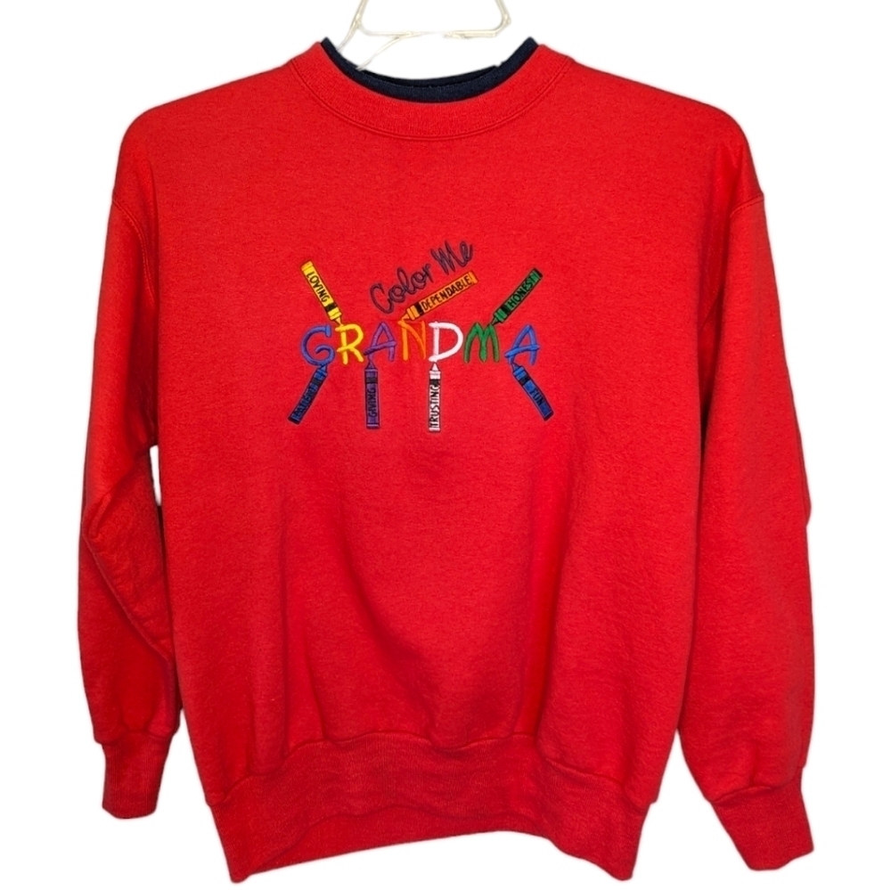 Vintage MCC Sportwear Teacher vibe Grandma Crayon Sweater Womans Medium